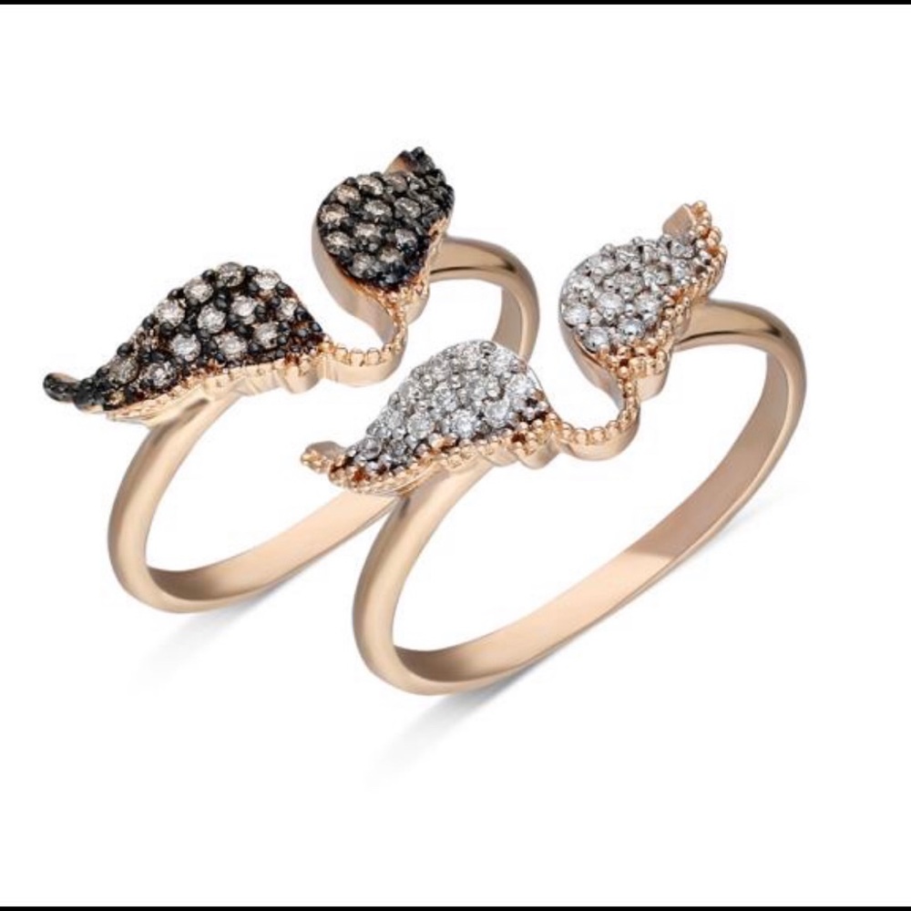14K Gold Diamond Wings Ring